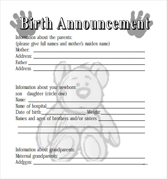 printable birth announcements