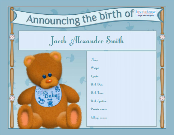 FREE 7 Sample Birth Announcement Templates In PDF