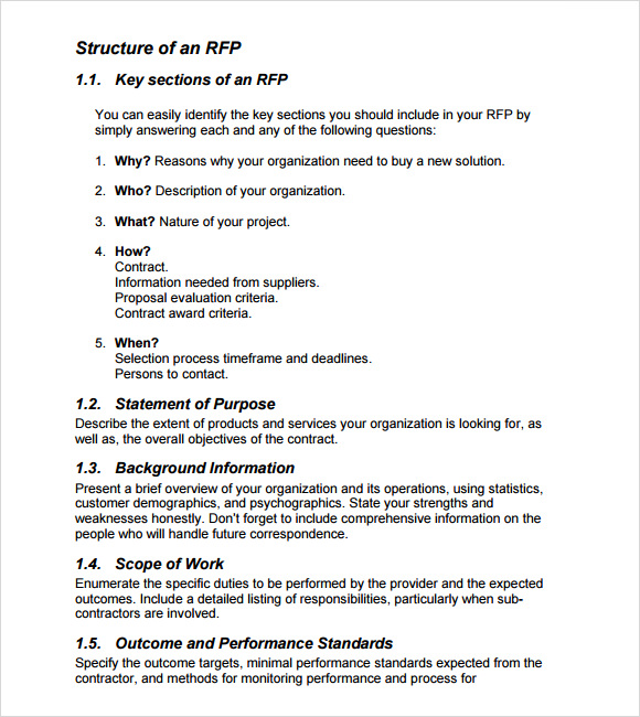 FREE 11 Sample RFP Templates In PDF MS Word   Rfp Template Pdf 