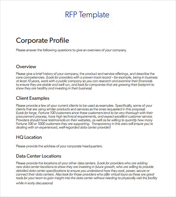 rfp template construction