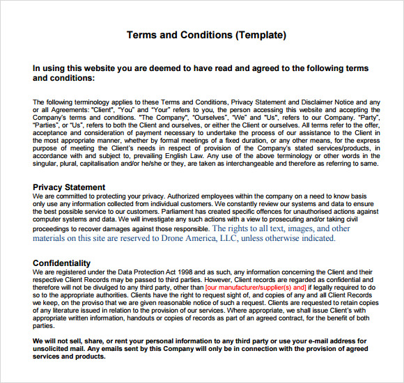 terms and conditions template