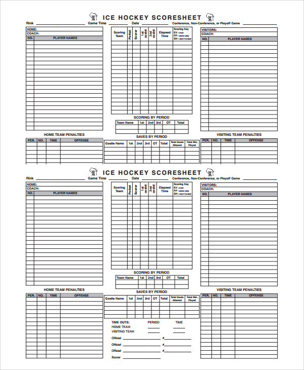 ice hockey score sheet template