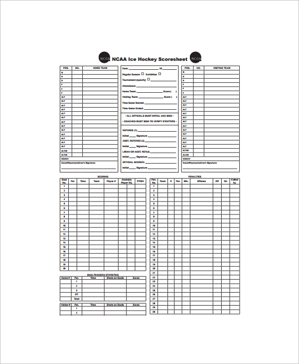 ncaa ice hockey score sheet template