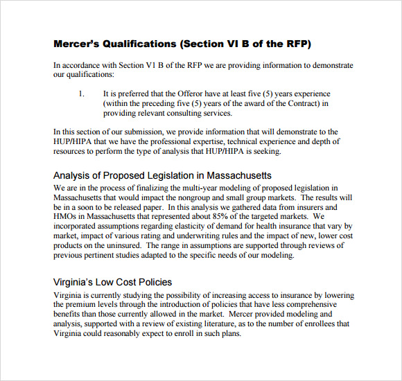 sample rfp response template