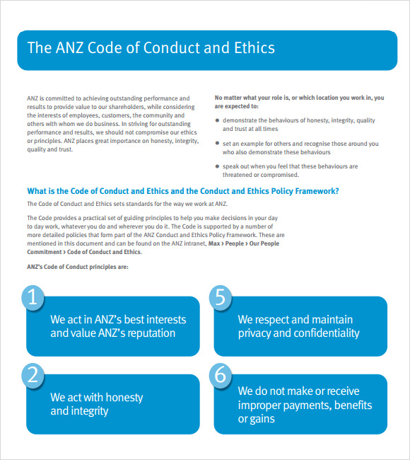 FREE 5 Sample Code Of Conduct In PDF