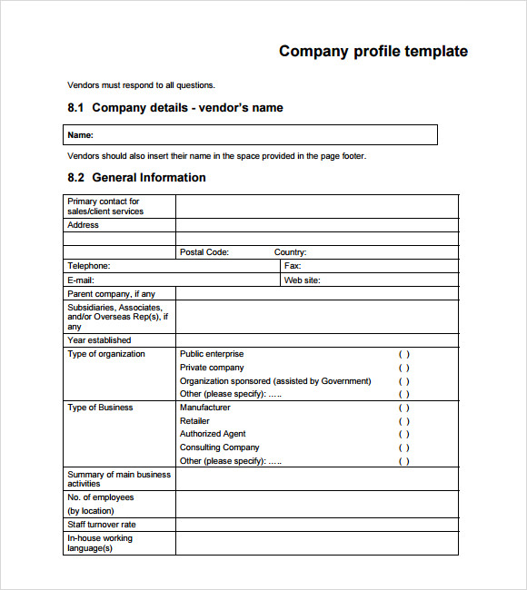 business company profile template