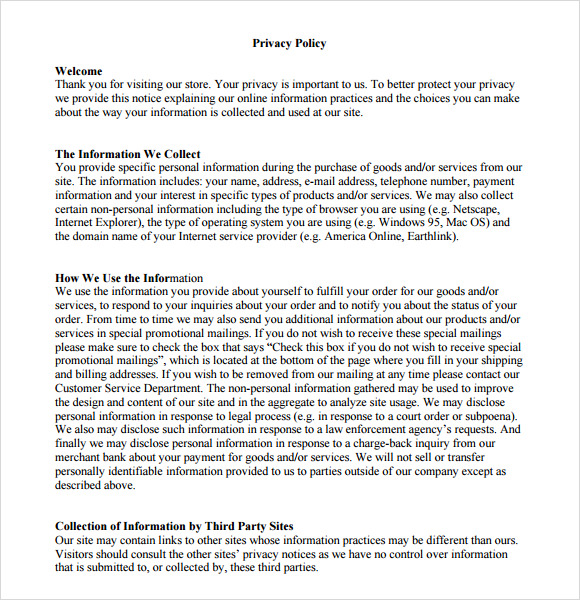 FREE 9 Sample Privacy Policy Samples In PDF