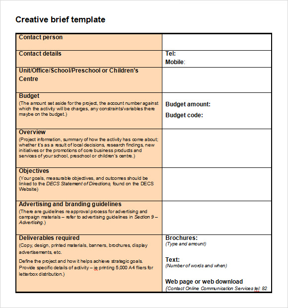 Project Brief Template Word