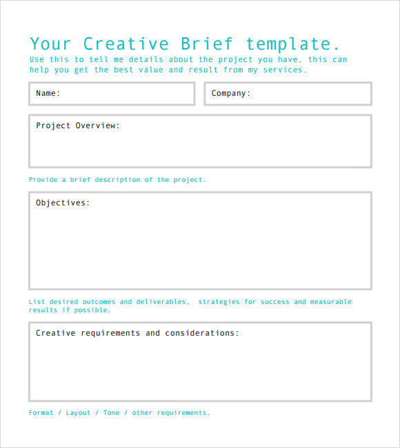 Creative Design Brief Template Word