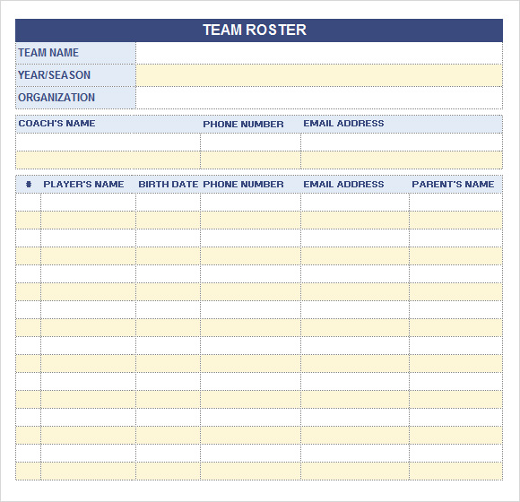 class roster template excel
