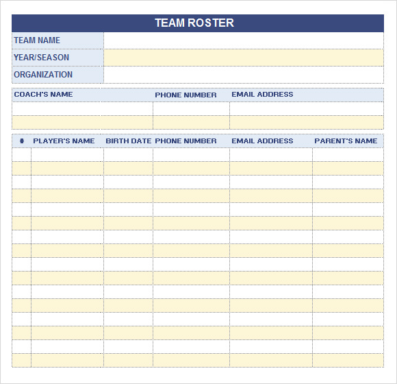 Team Roster Example