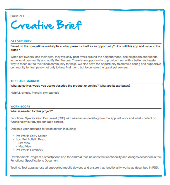 creative brief in education