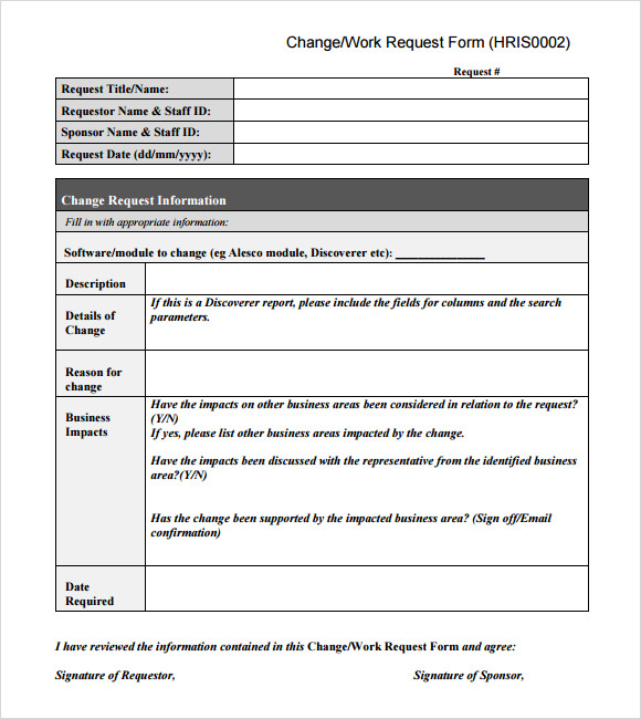 Software Change Request Template Word