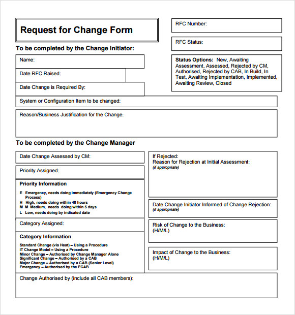 change request template itil