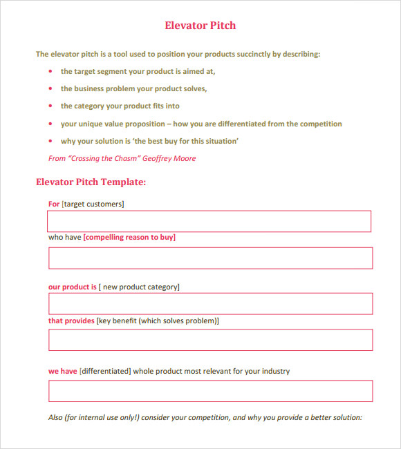 how to create an elevator pitch template