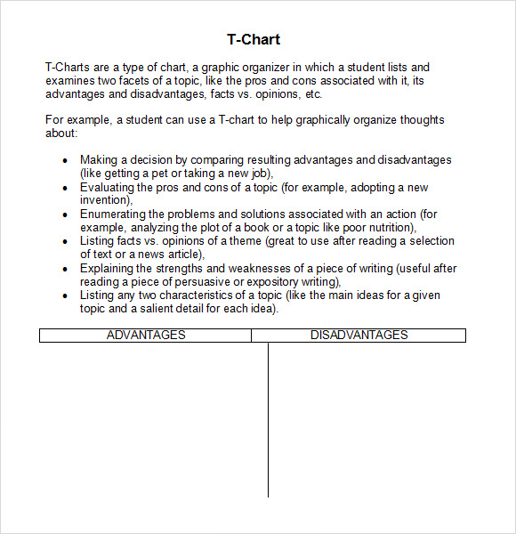 FREE 7  Sample T Chart Templates in PDF MS Word