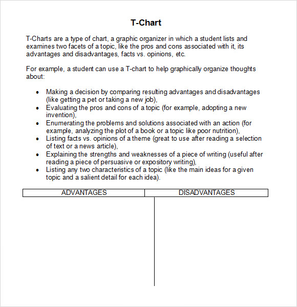 Free 7 Sample T Chart Templates In Pdf Ms Word 0340