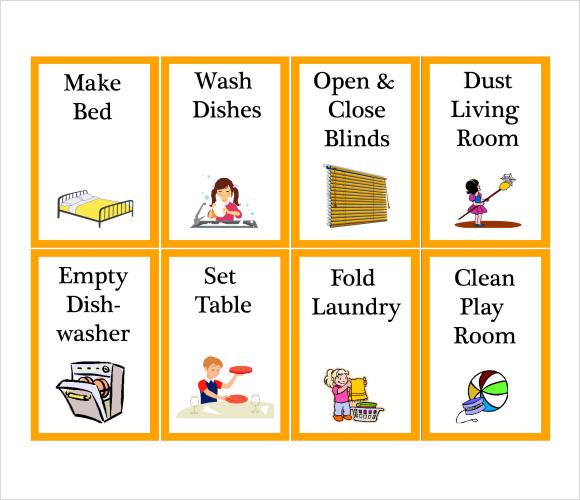 kids chore chart with pictures