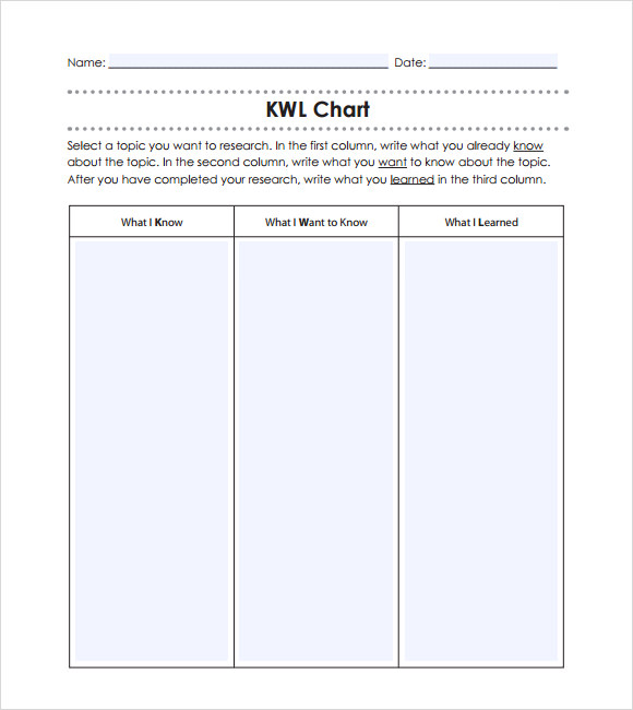 FREE 8+ Sample KWL Chart Templates in PDF | MS Word