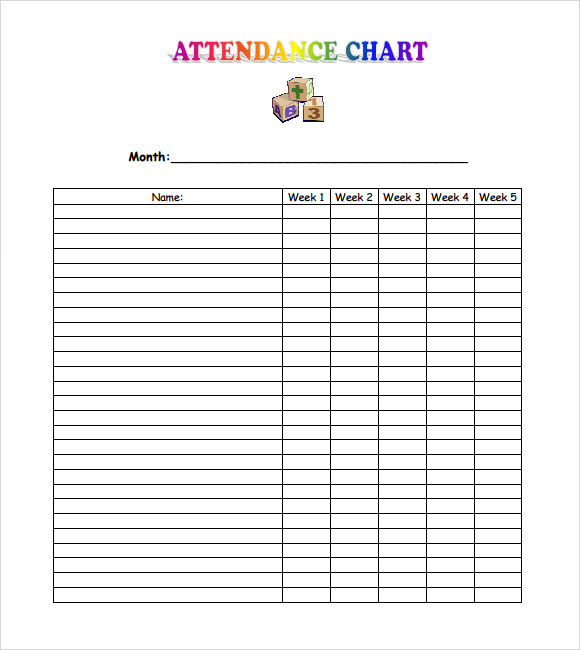 sunday school attendance chart template