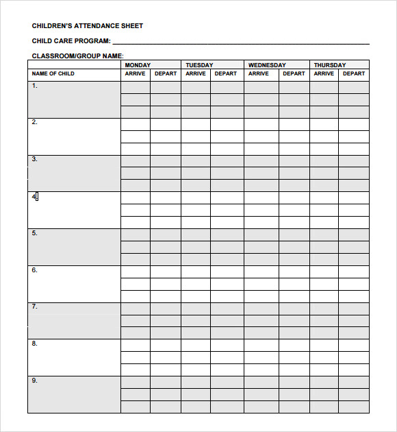 FREE 8+ Sample Attendance Chart Templates in MS Word | Excel | PDF