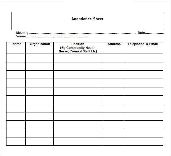 FREE 8 Sample Attendance Chart Templates In MS Word Excel PDF