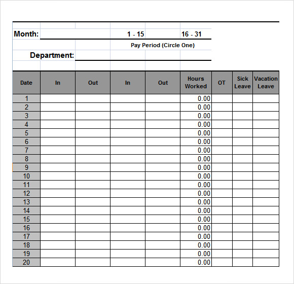 FREE 8 Sample Attendance Chart Templates In MS Word Excel PDF