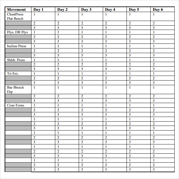 Sample Workout Chart - 9+ Free Documents in PDF