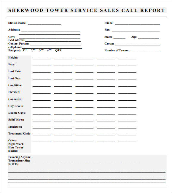 sample sales call report template