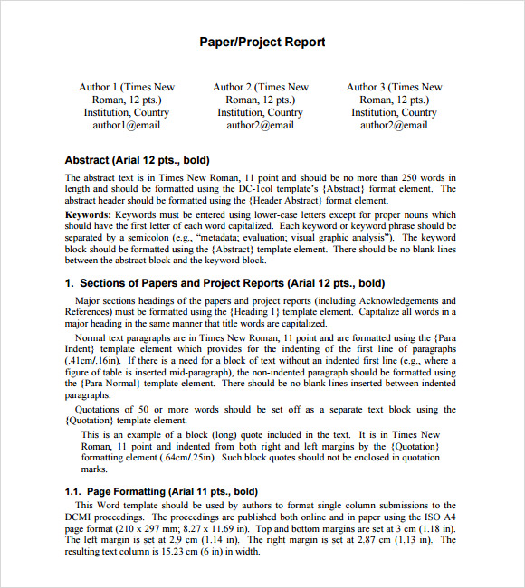 report format assignment sample