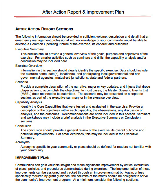 after action report template pdf