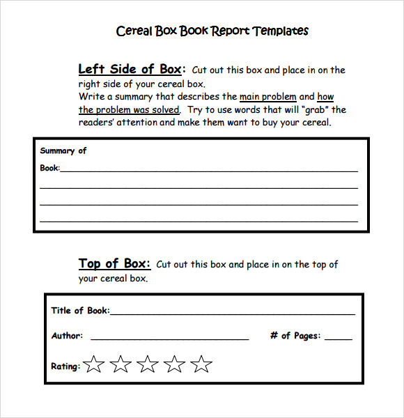 Printable Cereal Box Book Report Template Free - Printable Word Searches