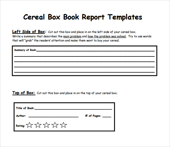 cereal box book report example