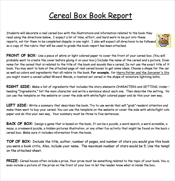 cereal box book report summary