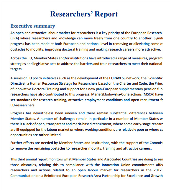 research report format example