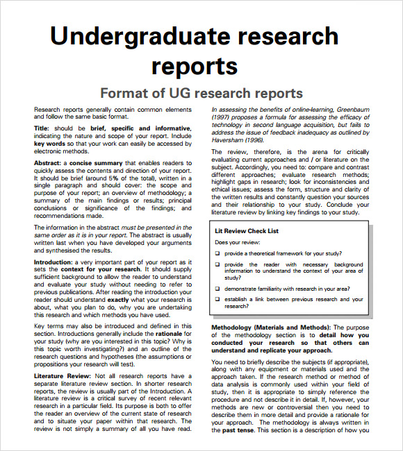 research report format