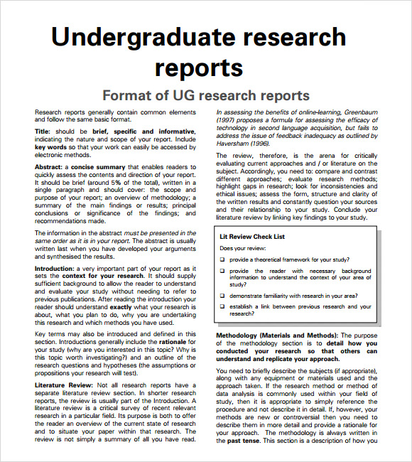 standard types of research report