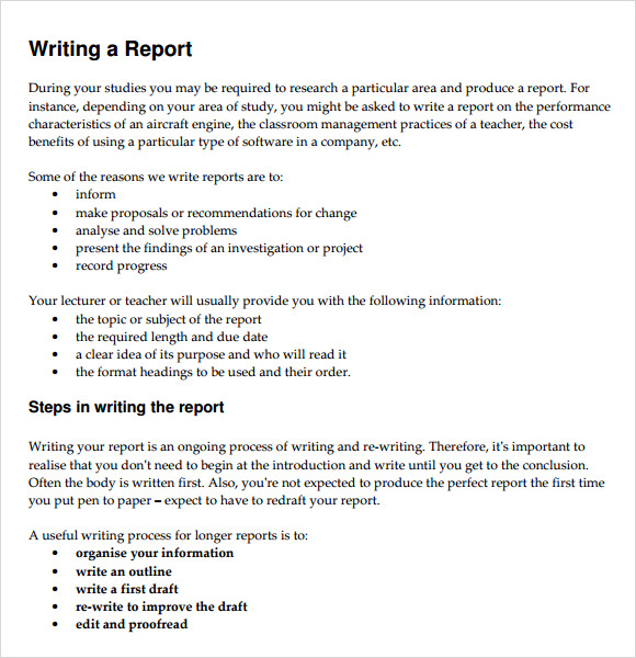 official report writing format