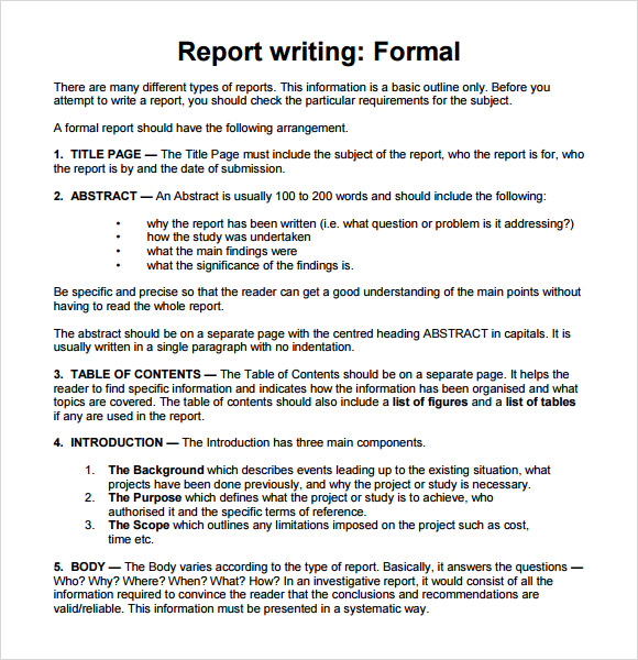 Sample Report Writing Format - 6+ Free Documents in PDF