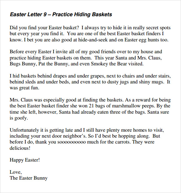 easter bunny letter template free