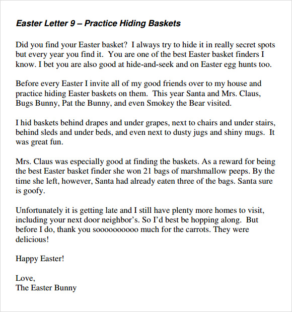 FREE 7  Easter Bunny Letter Templates in PDF MS Word