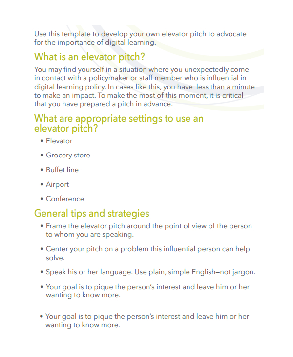 11+ Sample Elevator Pitch Examples | Sample Templates