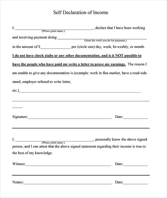 Self Declaration Form Fill Online Printable Fillable Blank Pdffiller