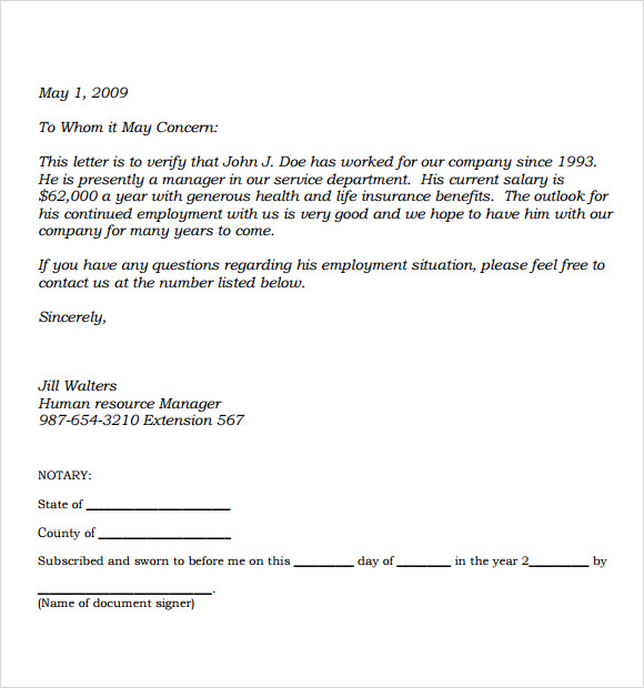 income verification letter format