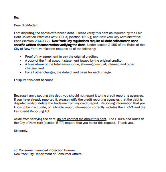 debt collection letter template