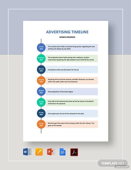 FREE 6  Sample Advertising Timeline Templates in PDF MS Word