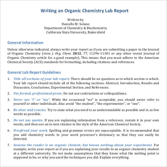 purpose of writing lab reports