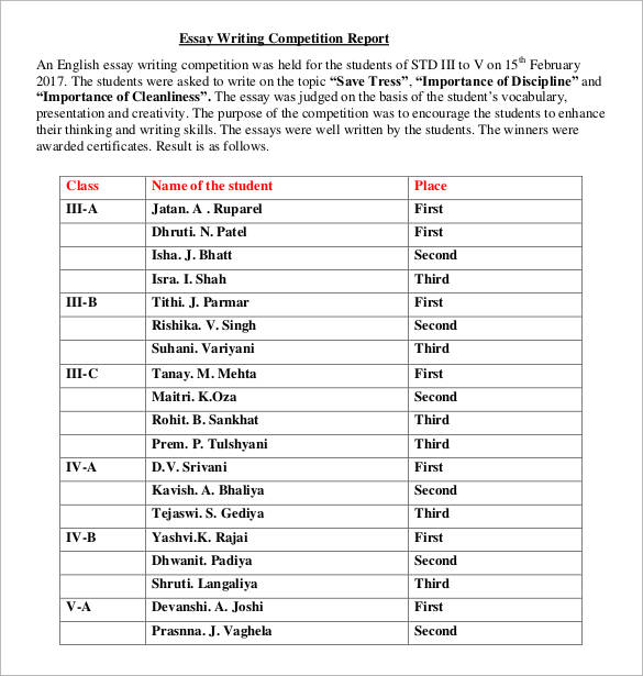 handwriting competition format Sample  30 Report Format  Templates Writing  Sample â€“ PDF