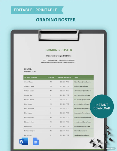 free grading roster template