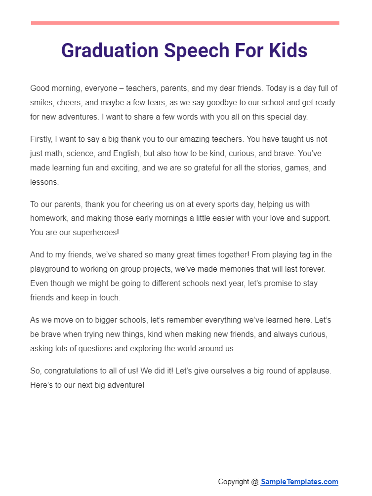 graduation speech for kids